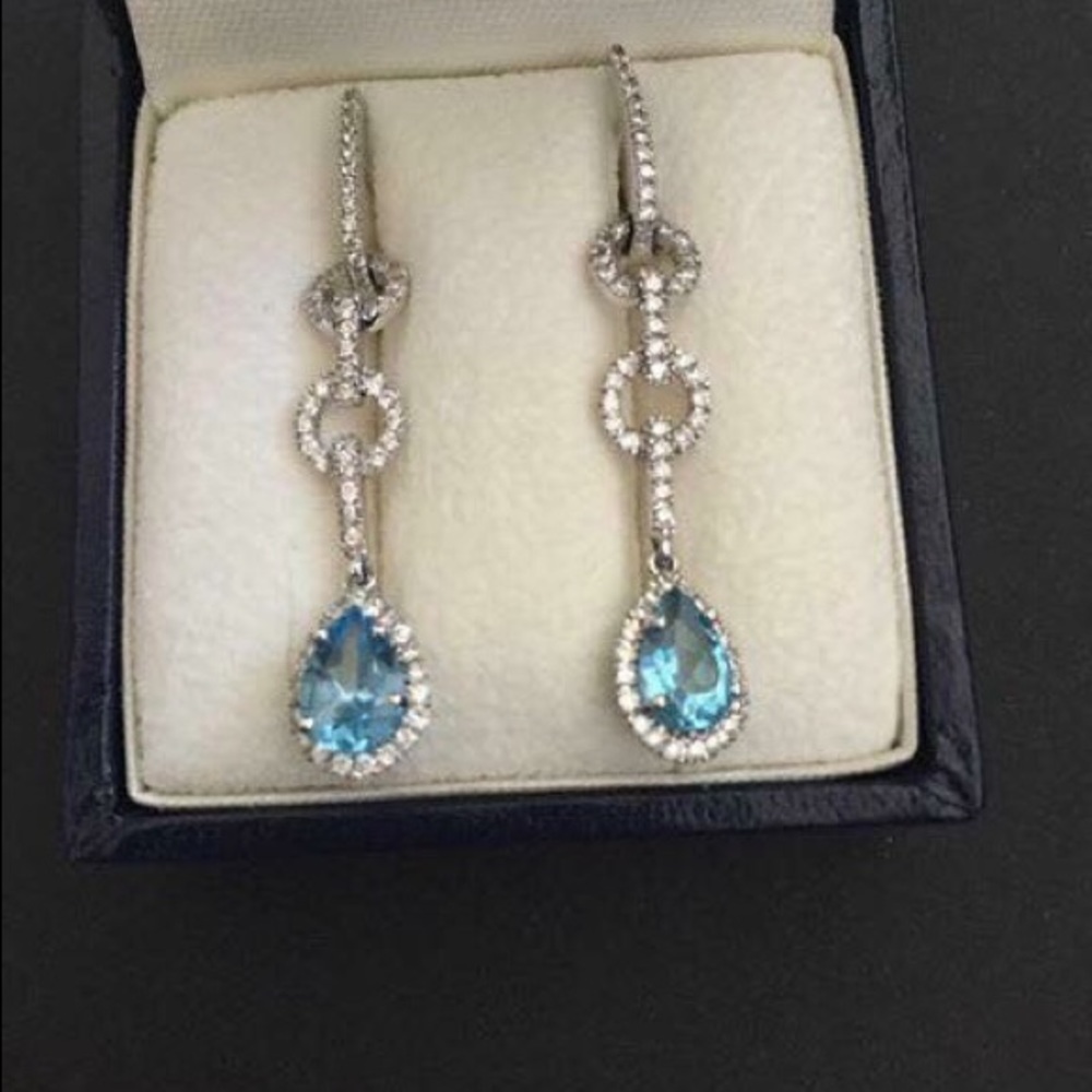 Diamond Topaz Earrings - Picture 2 of 5